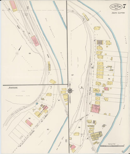 Sanborn Fire Insurance Map from Clifton, Greenlee County, Arizona (1914), Sheet #0007 - Complete Map Set gallery image, historic Sanborn map, vintage wall art, Arizona Arizona