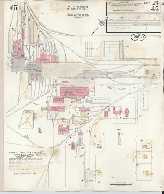 Sanborn Fire Insurance Map from Douglas, Cochise County, Arizona (1947), Sheet #0045 - Historic Sanborn Fire Insurance Map Print, vintage old map wall art, antique decor, genealogy gift, Arizona Arizona map