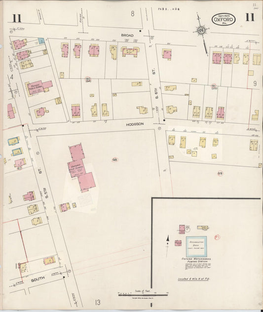 Sanborn Fire Insurance Map from Oxford, Chester County, Pennsylvania (1940), Sheet #0011 - Historic Sanborn Fire Insurance Map Print, vintage old map wall art, antique decor, genealogy gift, Pennsylvania Pennsylvania map