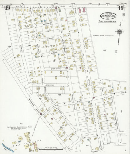 Sanborn Fire Insurance Map from Johnson City, Broome County, New York (1925), Sheet #0019 - Complete Map Set gallery image, historic Sanborn map, vintage wall art, New York New York