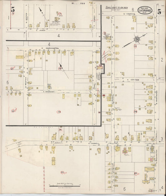 Sanborn Fire Insurance Map from La Grange, Lenoir County, North Carolina (1944), Sheet #0005 - Historic Sanborn Fire Insurance Map Print, vintage old map wall art, antique decor, genealogy gift, North Carolina North Carolina map