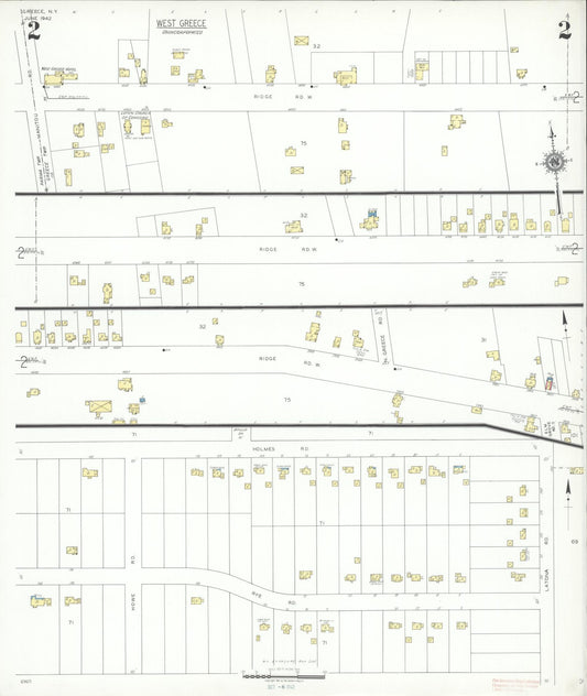 Sanborn Fire Insurance Map from Greece, Monroe County, New York (1942), Sheet #0002 - Historic Sanborn Fire Insurance Map Print, vintage old map wall art, antique decor, genealogy gift, New York New York map
