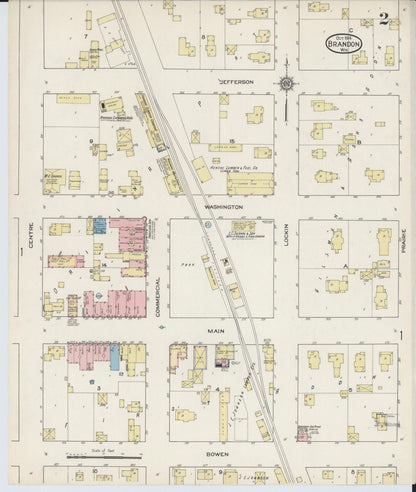Sanborn Fire Insurance Map from Brandon, Fond du Lac County, Wisconsin (1914), Sheet #0002 - Historic Sanborn Fire Insurance Map Print, vintage old map wall art, antique decor, genealogy gift, Wisconsin Wisconsin map