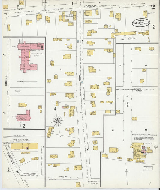 Sanborn Fire Insurance Map from Farmingdale, Nassau County, New York (1904), Sheet #0002 - Historic Sanborn Fire Insurance Map Print, vintage old map wall art, antique decor, genealogy gift, New York New York map
