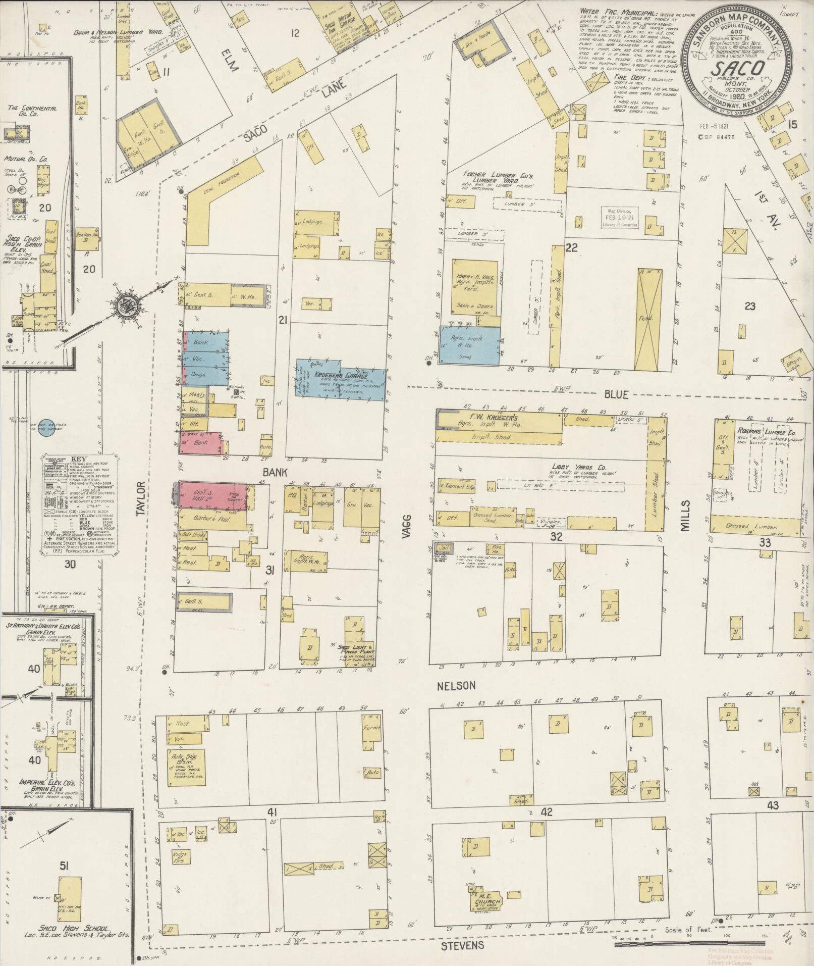 Sanborn Fire Insurance Map from Saco, Phillips County, Montana (1920), Sheet #0001 - Historic Sanborn Fire Insurance Map Print, vintage old map wall art, antique decor, genealogy gift, Montana Montana map