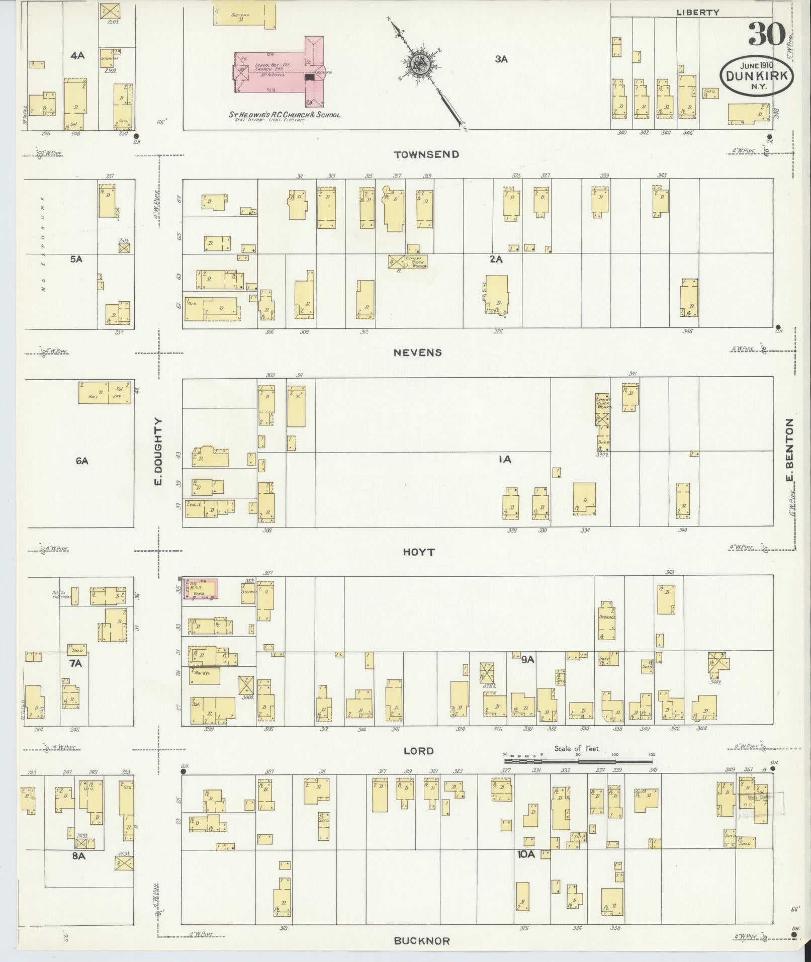 Sanborn Fire Insurance Map from Dunkirk, Chautauqua County, New York (1910), Sheet #0030 - Complete Map Set gallery image, historic Sanborn map, vintage wall art, New York New York