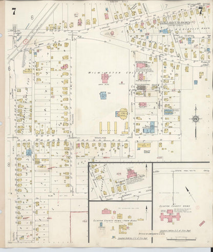 Sanborn Fire Insurance Map from Wilmington, Clinton County, Ohio (1949), Sheet #0007 - Historic Sanborn Fire Insurance Map Print, vintage old map wall art, antique decor, genealogy gift, Ohio Ohio map