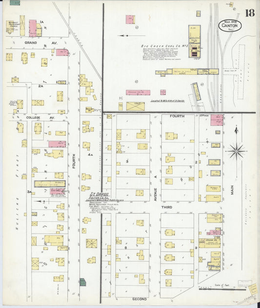 Sanborn Fire Insurance Map from Canton, Fulton County, Illinois (1909), Sheet #0018 - Historic Sanborn Fire Insurance Map Print, vintage old map wall art, antique decor, genealogy gift, Illinois Illinois map