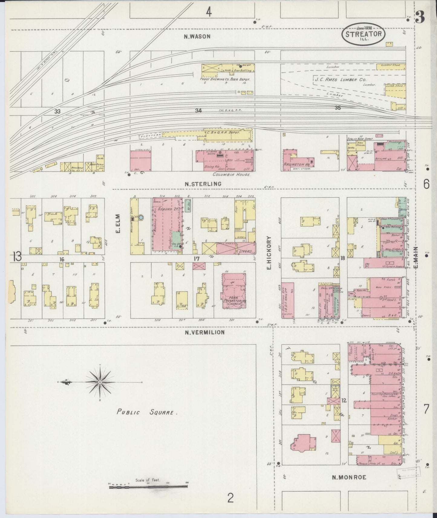 Sanborn Fire Insurance Map from Streator, La Salle County, Illinois (1898), Sheet #0003 - Complete Map Set gallery image, historic Sanborn map, vintage wall art, Illinois Illinois