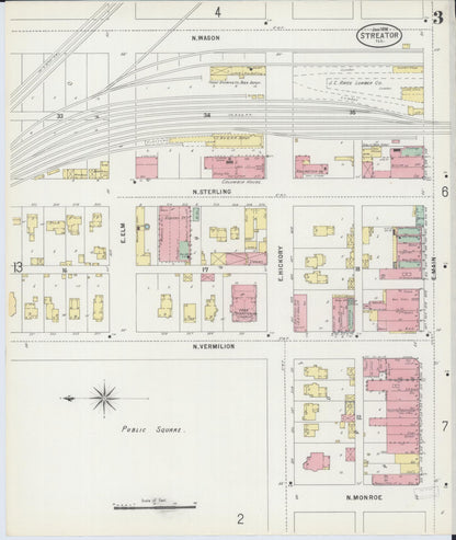 Sanborn Fire Insurance Map from Streator, La Salle County, Illinois (1898), Sheet #0003 - Complete Map Set gallery image, historic Sanborn map, vintage wall art, Illinois Illinois