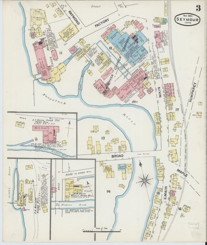 Sanborn Fire Insurance Map from Seymour, New Haven County, Connecticut (1890), Sheet #0003 - Complete Map Set gallery image, historic Sanborn map, vintage wall art, Connecticut Connecticut