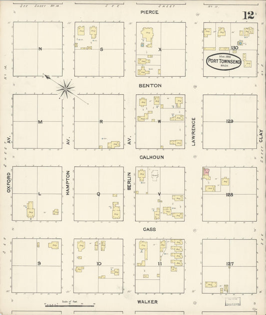 Sanborn Fire Insurance Map from Port Townsend, Jefferson County, Washington (1890), Sheet #0012 - Historic Sanborn Fire Insurance Map Print, vintage old map wall art, antique decor, genealogy gift, Washington Washington map