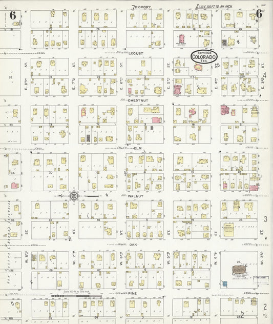 Sanborn Fire Insurance Map from Colorado, Mitchell County, Texas (1925), Sheet #0006 - Historic Sanborn Fire Insurance Map Print, vintage old map wall art, antique decor, genealogy gift, Texas Texas map