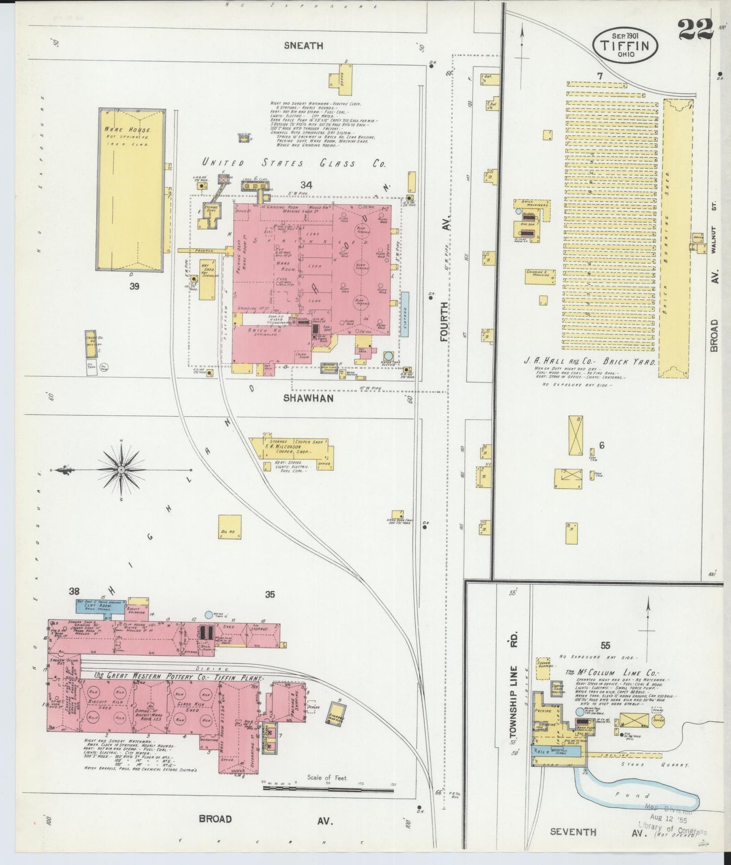 Sanborn Fire Insurance Map from Tiffin, Seneca County, Ohio (1901), Sheet #0022 - Complete Map Set gallery image, historic Sanborn map, vintage wall art, Ohio Ohio