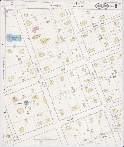 Sanborn Fire Insurance Map from Bonne Terre, Saint Francois County, Missouri (1915), Sheet #0008 - Complete Map Set gallery image, historic Sanborn map, vintage wall art, Missouri Missouri