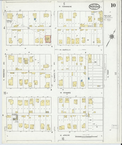 Sanborn Fire Insurance Map from Norman, Cleveland County, Oklahoma (1918), Sheet #0010 - Complete Map Set gallery image, historic Sanborn map, vintage wall art, Oklahoma Oklahoma