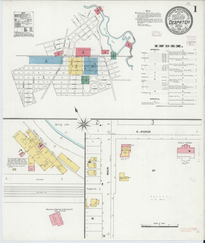 Sanborn Fire Insurance Map from Despatch, Monroe County, New York (1906), Sheet #0001 - Complete Map Set gallery image, historic Sanborn map, vintage wall art, New York New York