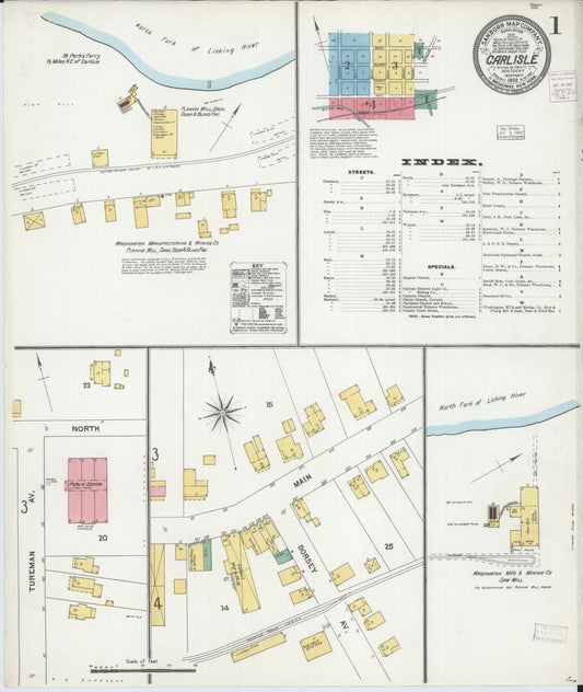 Sanborn Fire Insurance Map from Carlisle, Nicholas County, Kentucky (1903), Sheet #0001 - Historic Sanborn Fire Insurance Map Print, vintage old map wall art, antique decor, genealogy gift, Kentucky Kentucky map