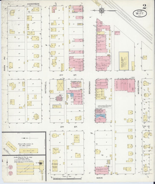 Sanborn Fire Insurance Map from Witt, Montgomery County, Illinois (1914), Sheet #0002 - Historic Sanborn Fire Insurance Map Print, vintage old map wall art, antique decor, genealogy gift, Illinois Illinois map