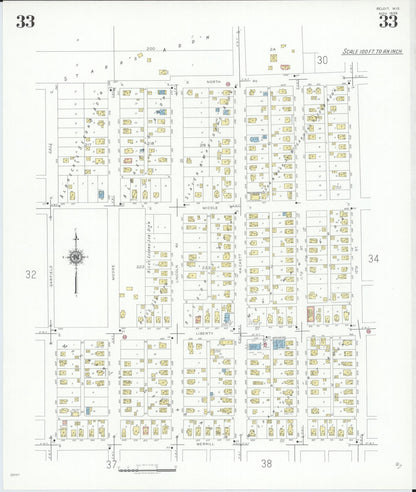 Sanborn Fire Insurance Map from Beloit, Rock County, Wisconsin (1939), Sheet #0033 - Complete Map Set gallery image, historic Sanborn map, vintage wall art, Wisconsin Wisconsin