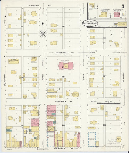 Sanborn Fire Insurance Map from Breckenridge, Wilkin County, Minnesota (1909), Sheet #0003 - Historic Sanborn Fire Insurance Map Print, vintage old map wall art, antique decor, genealogy gift, Minnesota Minnesota map