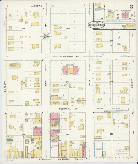 Sanborn Fire Insurance Map from Breckenridge, Wilkin County, Minnesota (1909), Sheet #0003 - Historic Sanborn Fire Insurance Map Print, vintage old map wall art, antique decor, genealogy gift, Minnesota Minnesota map