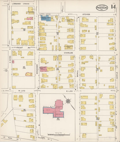 Sanborn Fire Insurance Map from Frostburg, Allegany County, Maryland (1922), Sheet #0014 - Complete Map Set gallery image, historic Sanborn map, vintage wall art, Maryland Maryland