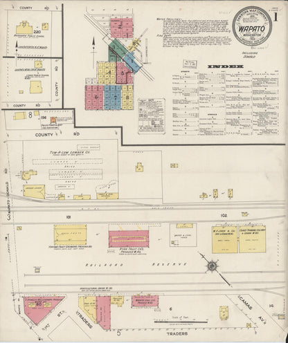 Sanborn Fire Insurance Map from Wapato, Yakima County, Washington (1922), Sheet #0001 - Complete Map Set gallery image, historic Sanborn map, vintage wall art, Washington Washington