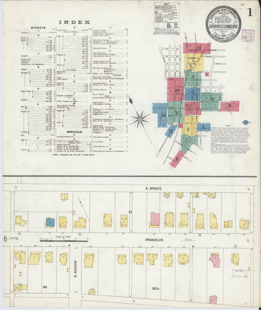 Sanborn Fire Insurance Map from Harrisonburg, Independent Cities, Virginia. (1907) – Historic Sanborn Fire Insurance Map Print