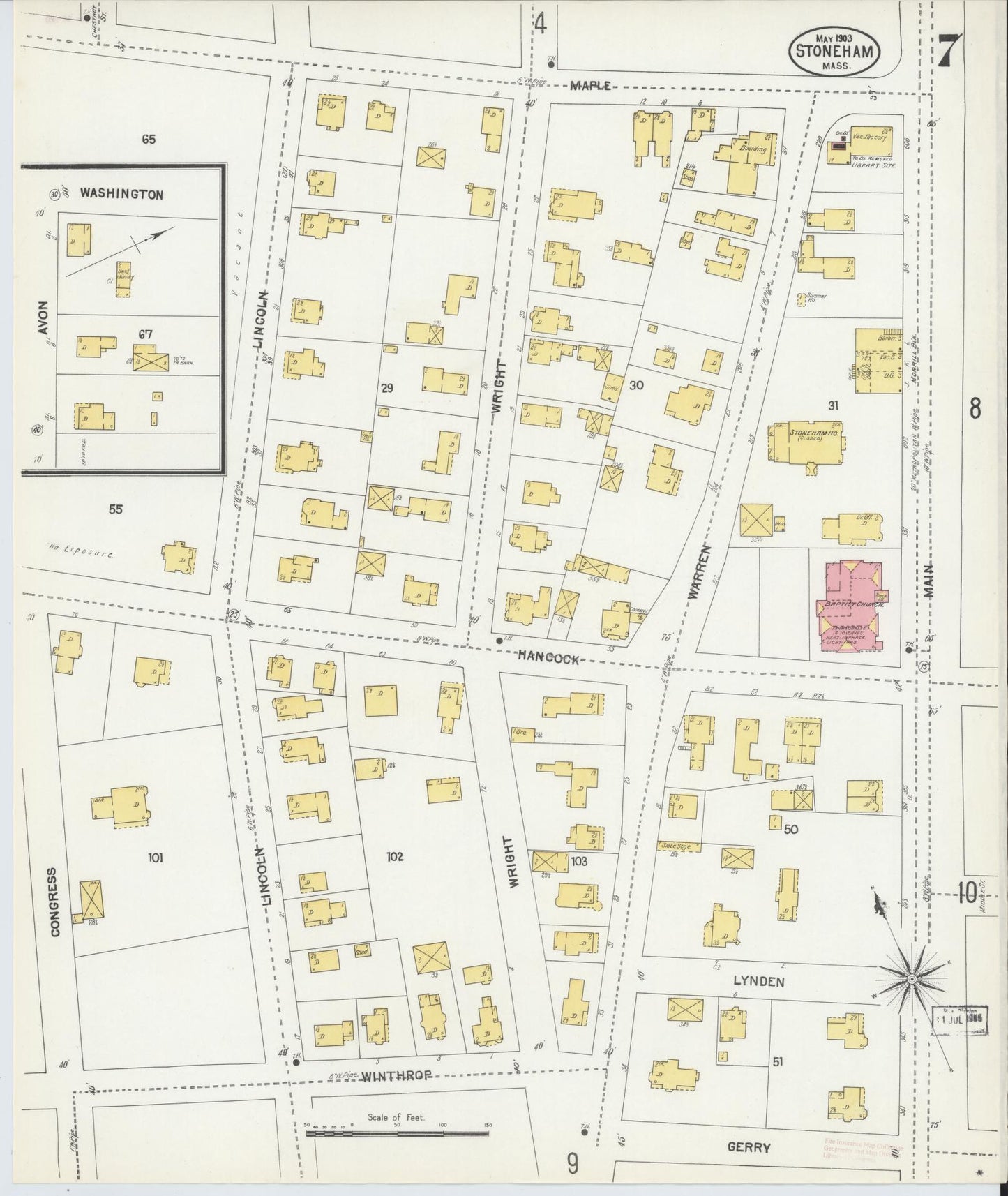 Sanborn Fire Insurance Map from Stoneham, Middlesex County, Massachusetts (1903), Sheet #0007 - Complete Map Set gallery image, historic Sanborn map, vintage wall art, Massachusetts Massachusetts