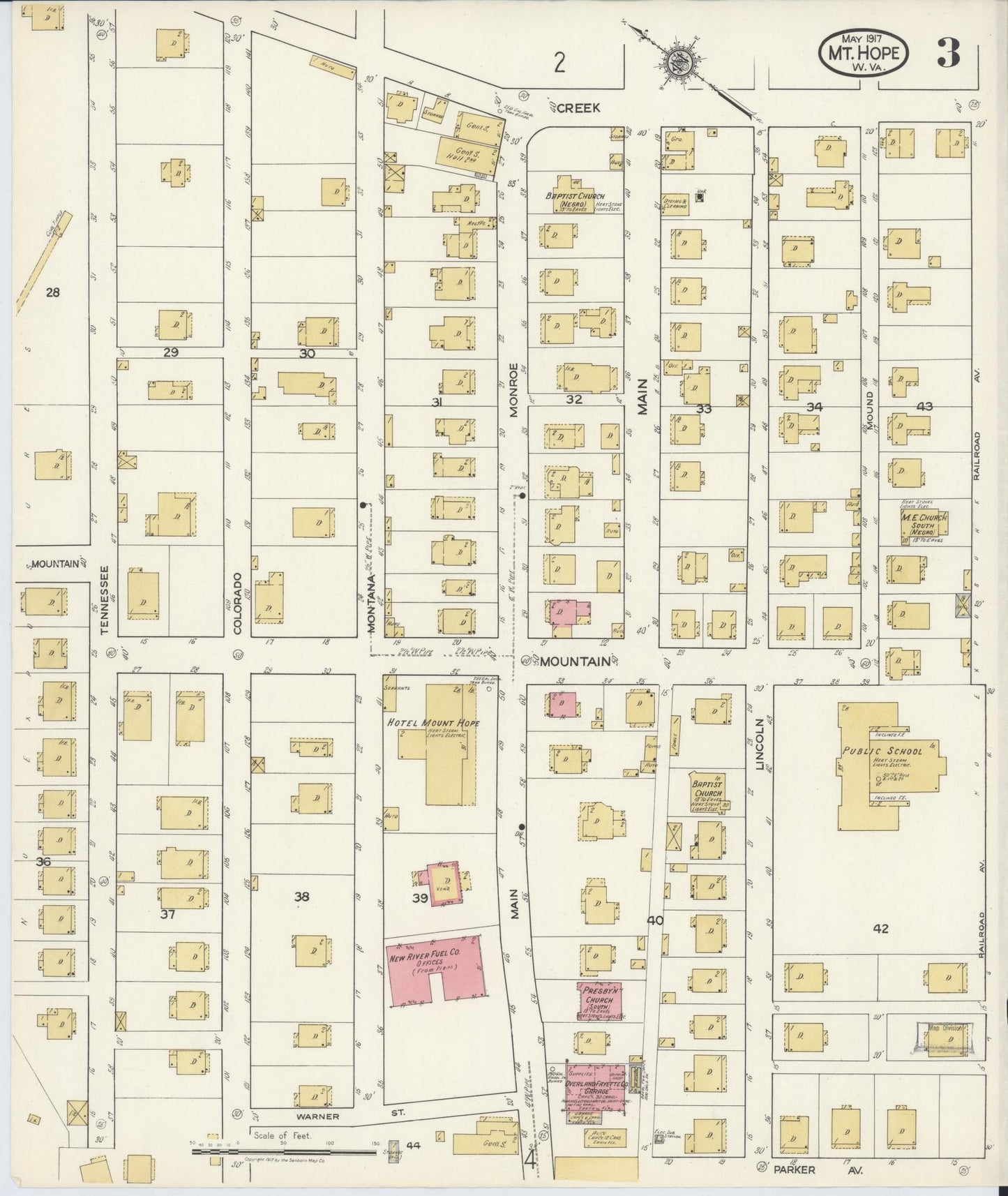 Sanborn Fire Insurance Map from Mount Hope, Fayette County, West Virginia (1917), Sheet #0003 - Complete Map Set gallery image, historic Sanborn map, vintage wall art, West Virginia West Virginia