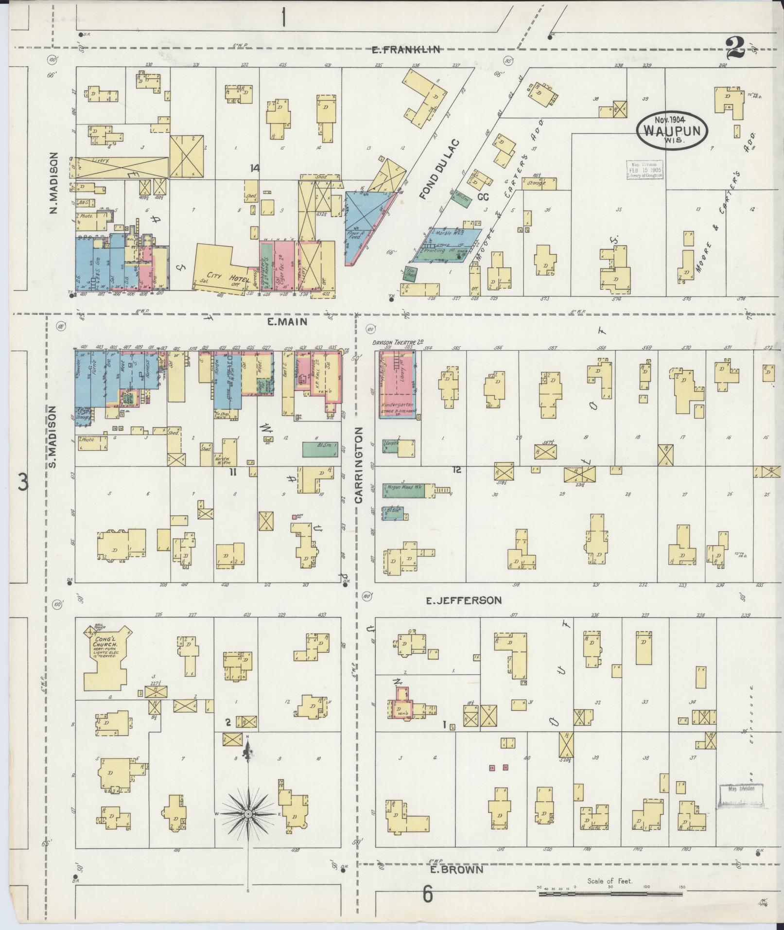 Sanborn Fire Insurance Map from Waupun, Dodge and Fond du Lac Counties, Wisconsin (1904), Sheet #0002 - Historic Sanborn Fire Insurance Map Print, vintage old map wall art, antique decor, genealogy gift, Wisconsin Wisconsin map