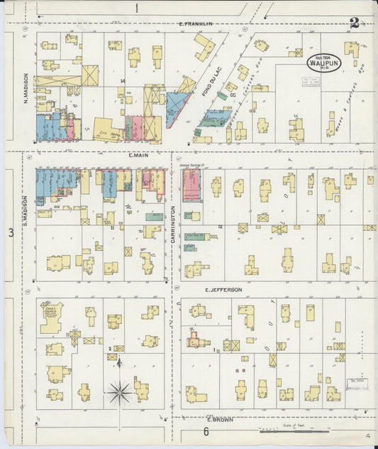 Sanborn Fire Insurance Map from Waupun, Dodge and Fond du Lac Counties, Wisconsin (1904), Sheet #0002 - Historic Sanborn Fire Insurance Map Print, vintage old map wall art, antique decor, genealogy gift, Wisconsin Wisconsin map