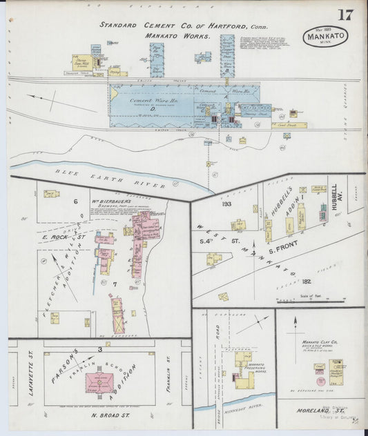 Sanborn Fire Insurance Map from Mankato, Blue Earth County, Minnesota (1889), Sheet #0017 - Historic Sanborn Fire Insurance Map Print, vintage old map wall art, antique decor, genealogy gift, Minnesota Minnesota map