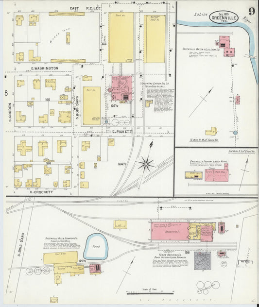 Sanborn Fire Insurance Map from Greenville, Hunt County, Texas (1903), Sheet #0009 - Historic Sanborn Fire Insurance Map Print, vintage old map wall art, antique decor, genealogy gift, Texas Texas map