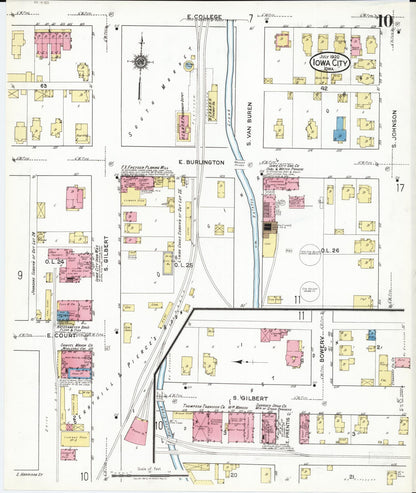 Sanborn Fire Insurance Map from Iowa City, Johnson County, Iowa (1920), Sheet #0010 - Historic Sanborn Fire Insurance Map Print