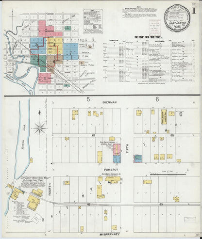 Sanborn Fire Insurance Map from Clay Center, Clay County, Kansas (1899), Sheet #0001 - Complete Map Set gallery image, historic Sanborn map, vintage wall art, Kansas Kansas