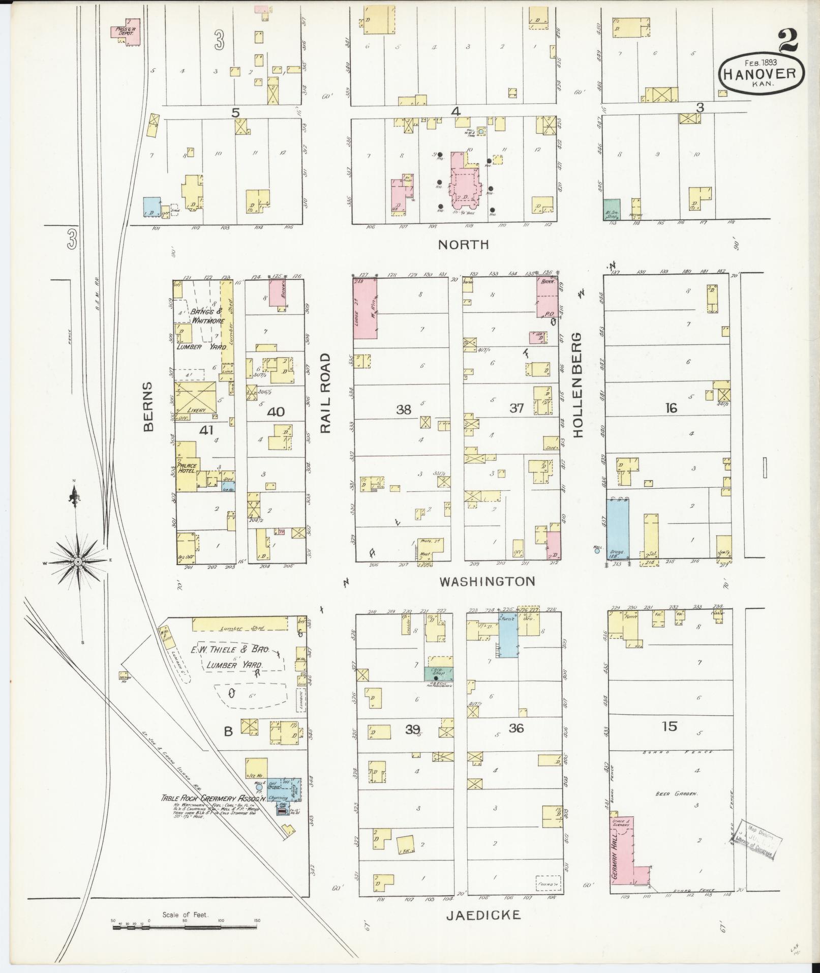 Sanborn Fire Insurance Map from Hanover, Washington County, Kansas (1893), Sheet #0002 - Historic Sanborn Fire Insurance Map Print, vintage old map wall art, antique decor, genealogy gift, Kansas Kansas map