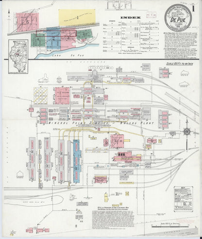 Sanborn Fire Insurance Map from De Pue, Bureau County, Illinois (1914), Sheet #0001 - Complete Map Set gallery image, historic Sanborn map, vintage wall art, Illinois Illinois