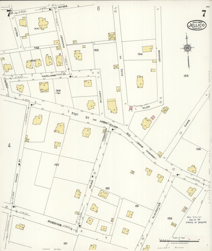 Sanborn Fire Insurance Map from Jellico, Whitley County, Ky., and Campbell County, Tenna, Kentucky (1923), Sheet #0007 - Complete Map Set gallery image, historic Sanborn map, vintage wall art, Kentucky Kentucky