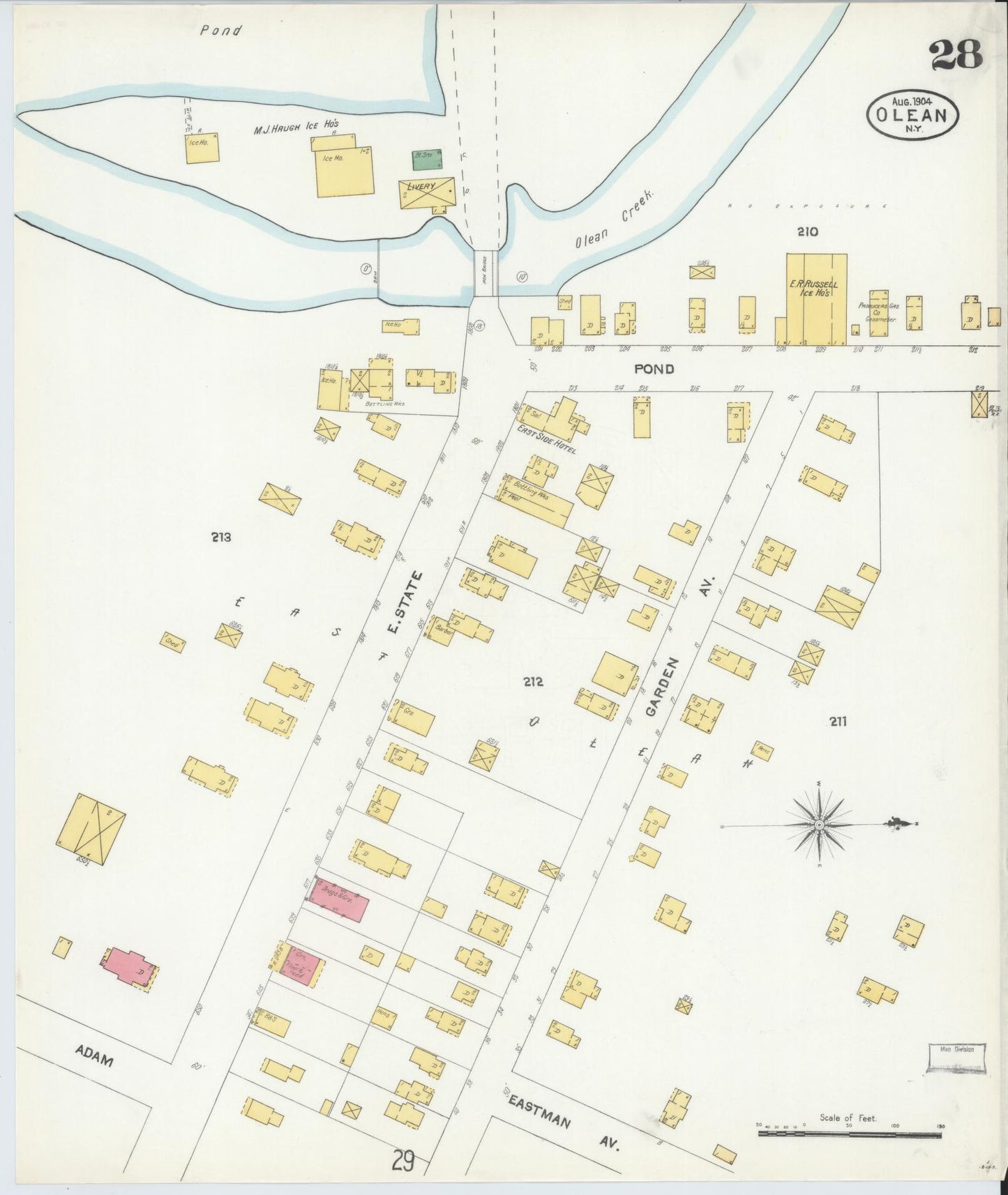 Sanborn Fire Insurance Map from Olean, Cattaraugus County, New York (1904), Sheet #0028 - Complete Map Set gallery image, historic Sanborn map, vintage wall art, New York New York