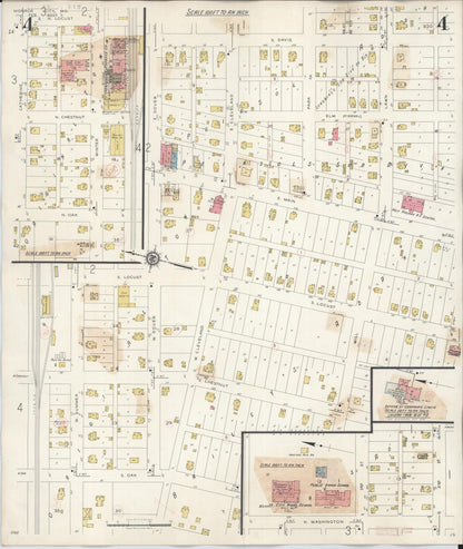 Sanborn Fire Insurance Map from Monroe City, Monroe County, Missouri (1943), Sheet #0004 - Historic Sanborn Fire Insurance Map Print, vintage old map wall art, antique decor, genealogy gift, Missouri Missouri map