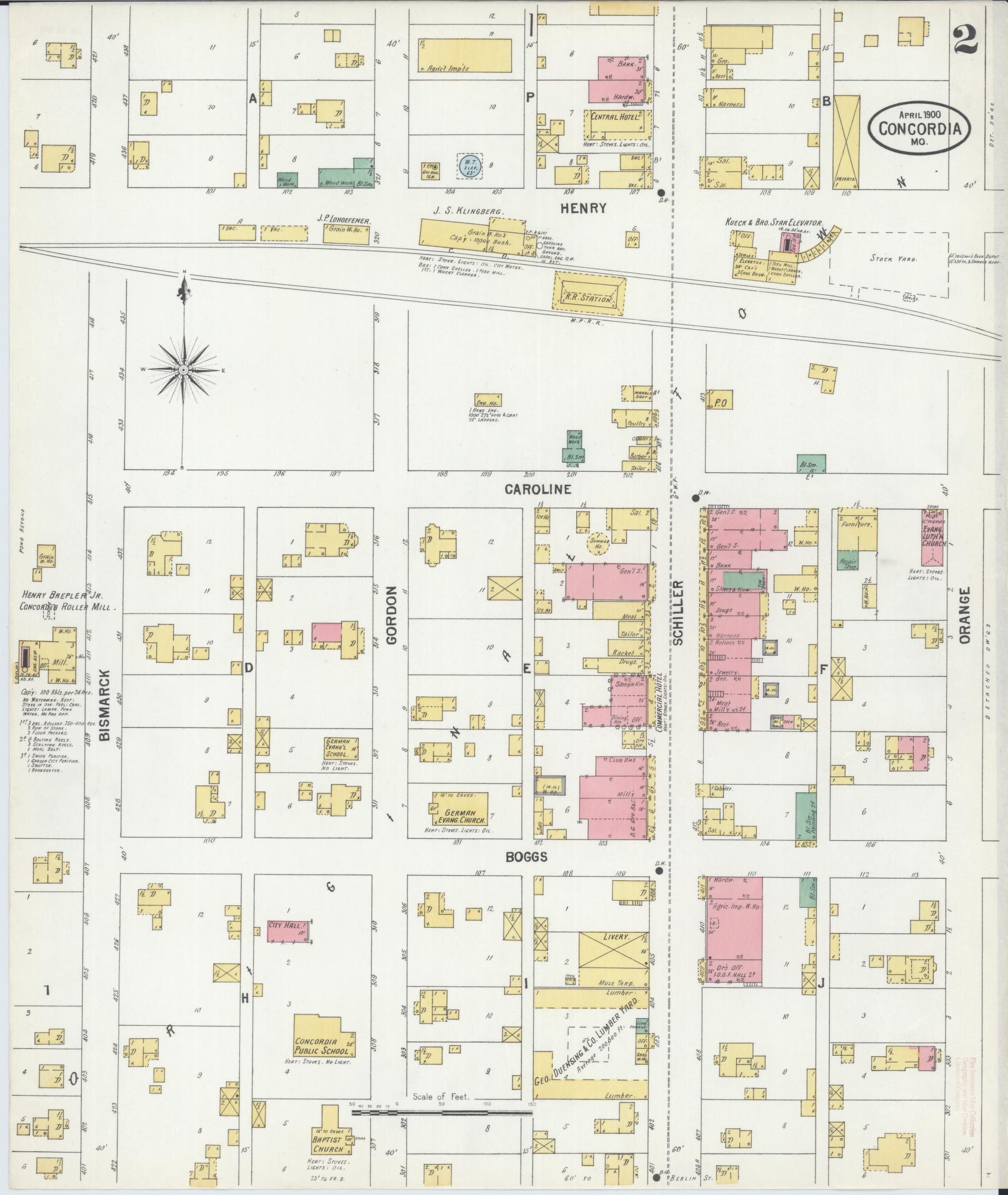 Sanborn Fire Insurance Map from Concordia, Lafayette County, Missouri (1900), Sheet #0002 - Complete Map Set gallery image, historic Sanborn map, vintage wall art, Missouri Missouri