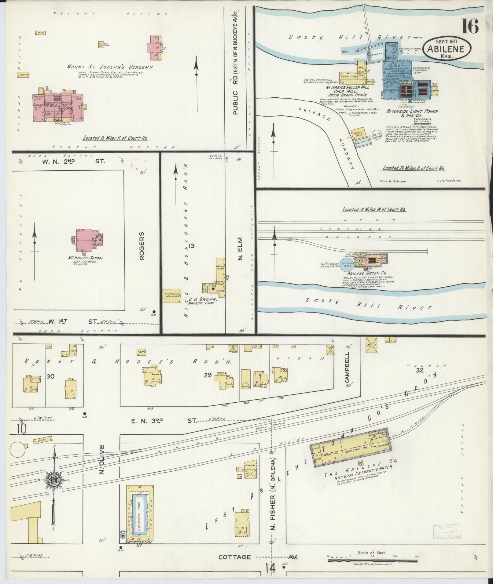 Sanborn Fire Insurance Map from Abilene, Dickinson County, Kansas (1917), Sheet #0016 - Complete Map Set gallery image, historic Sanborn map, vintage wall art, Kansas Kansas