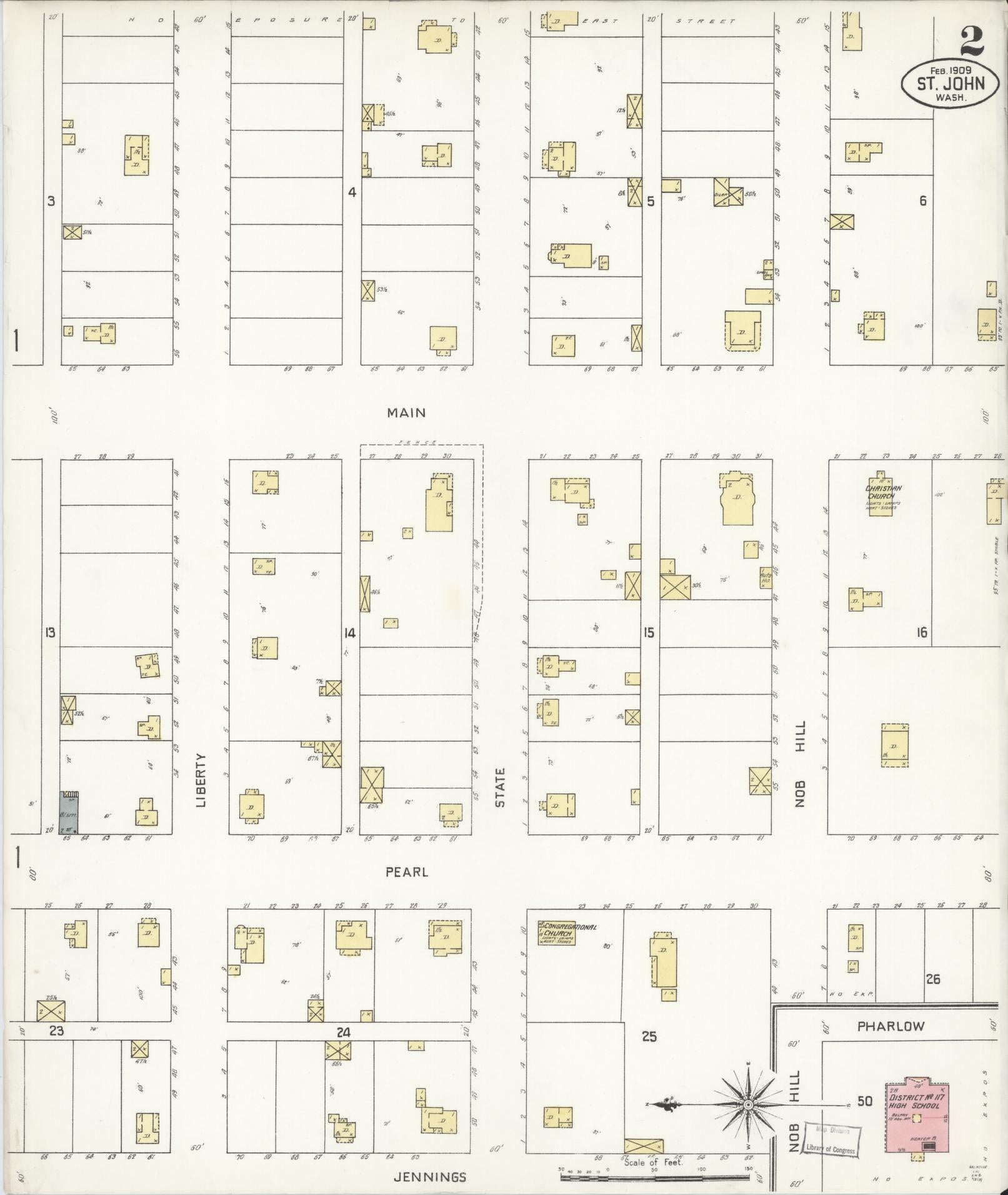 Sanborn Fire Insurance Map from Saint John, Whitman County, Washington (1909), Sheet #0002 - Complete Map Set gallery image, historic Sanborn map, vintage wall art, Washington Washington