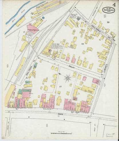 Sanborn Fire Insurance Map from Danbury, Fairfield County, Connecticut (1892), Sheet #0004 - Complete Map Set gallery image, historic Sanborn map, vintage wall art, Connecticut Connecticut