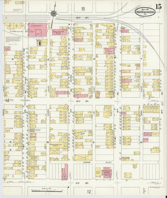 Sanborn Fire Insurance Map from New Kensington, Westmoreland County, Pennsylvania (1911), Sheet #0015 - Historic Sanborn Fire Insurance Map Print, vintage old map wall art, antique decor, genealogy gift, Pennsylvania Pennsylvania map