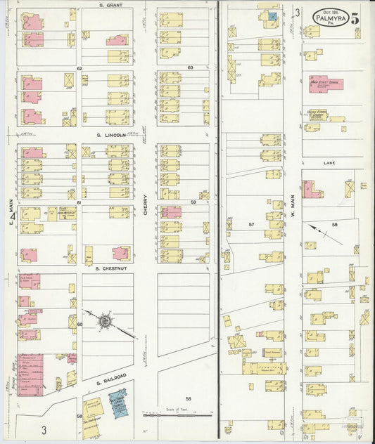 Sanborn Fire Insurance Map from Palmyra, Lebanon County, Pennsylvania (1911), Sheet #0005 - Historic Sanborn Fire Insurance Map Print, vintage old map wall art, antique decor, genealogy gift, Pennsylvania Pennsylvania map