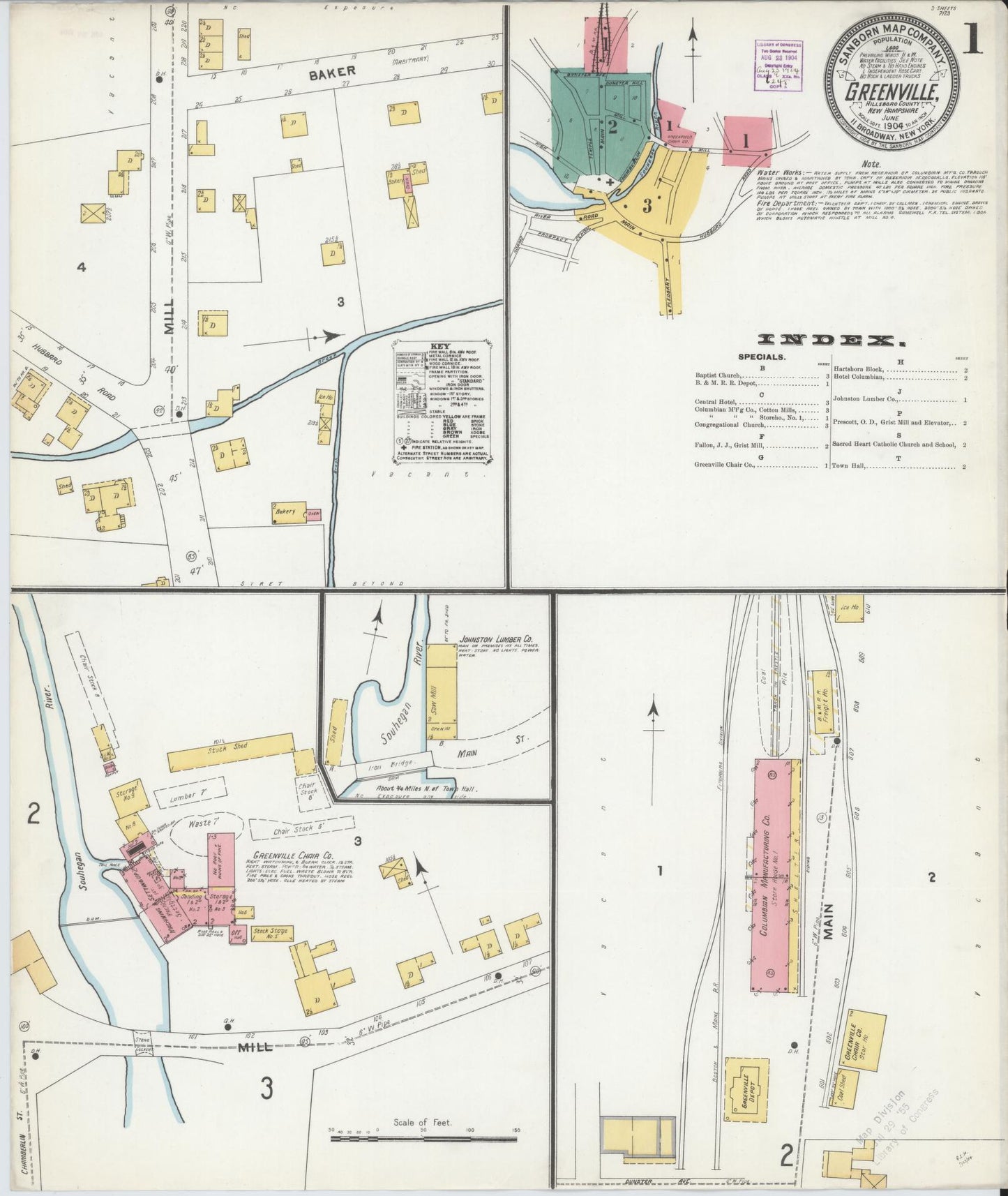 Sanborn Fire Insurance Map from Greenville, Hillsborough County, New Hampshire. (1904) – Historic Sanborn Fire Insurance Map Print