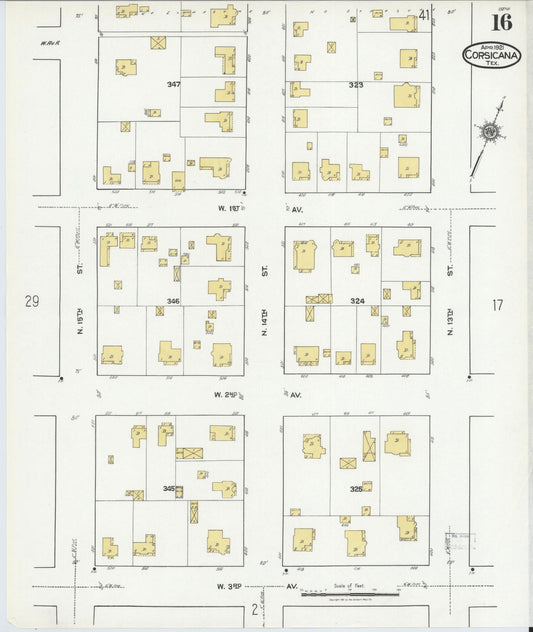Sanborn Fire Insurance Map from Corsicana, Navarro County, Texas (1921), Sheet #0016 - Historic Sanborn Fire Insurance Map Print, vintage old map wall art, antique decor, genealogy gift, Texas Texas map